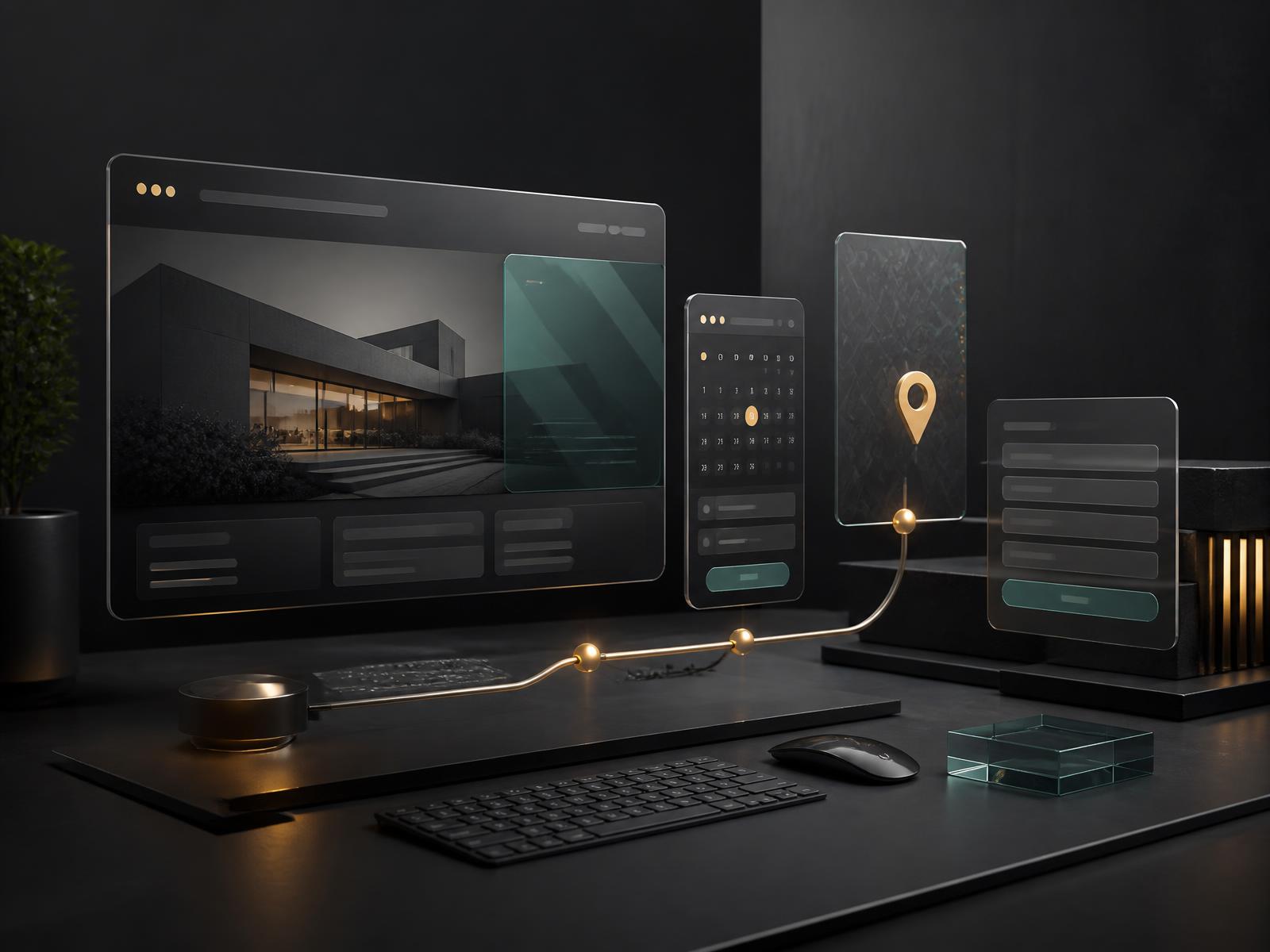 Abstract website and booking system interface